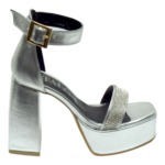 Zapatillas Tacón Alto Brillos Plata mod. 108 9045