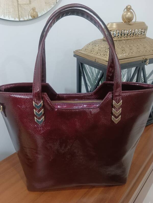 Bolso Grande Charol Ruga Vino Mod. 24 8006