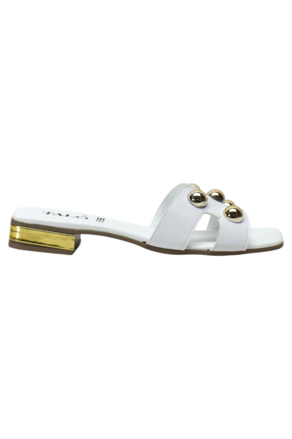 Sandalia Blanca con Perlas Oro Mod. 14 0006 - Image 2