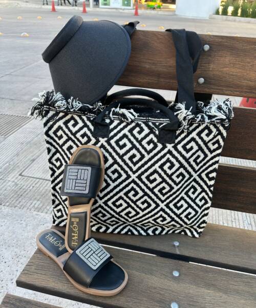 Bolsa Grecas Blanco con Negro Mod. 10 BP131