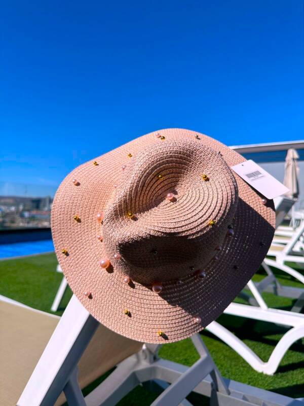 Sombrero Rosa con Perlas Mod. 10 1307