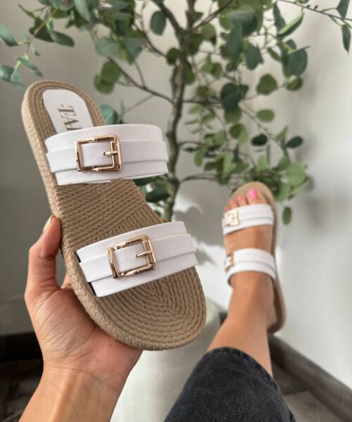 Sandalias Blancas con Suela Yute Mod. 102 8002