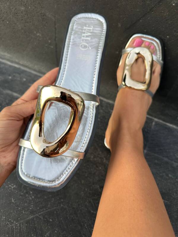 Sandalia Plata con Hebilla Mod. 14 0076