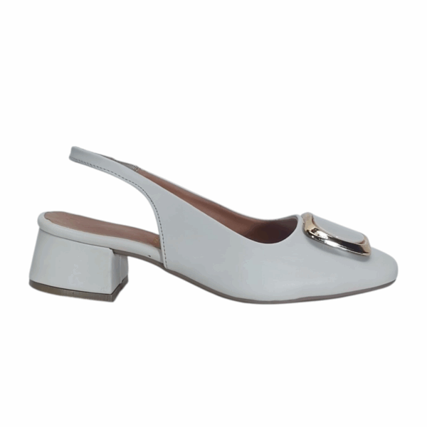 Tacón slingbak blanco con broche elegante Mod. 102 5510 - Image 3