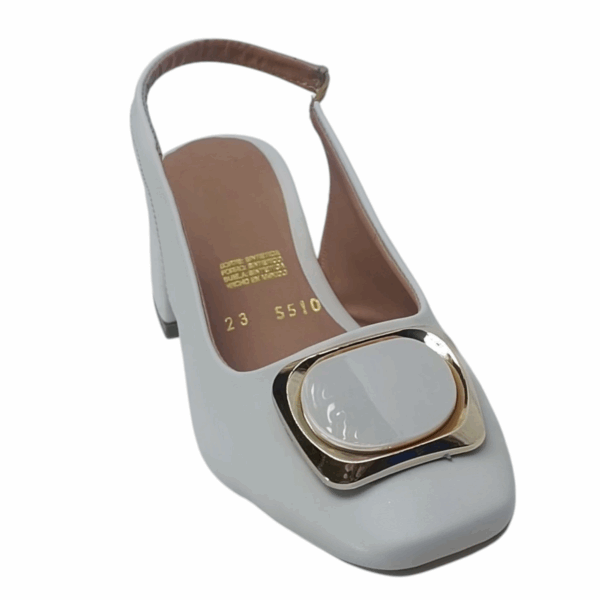 Tacón slingbak blanco con broche elegante Mod. 102 5510 - Image 2