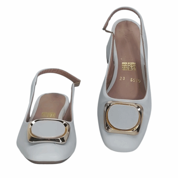 Tacón slingbak blanco con broche elegante Mod. 102 5510 - Image 4