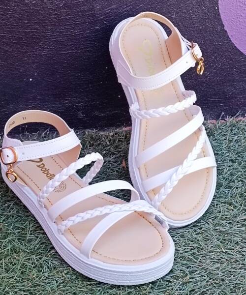 Sandalias Blancas infantiles con Trenza tallas Grandes Mod. 26 3100