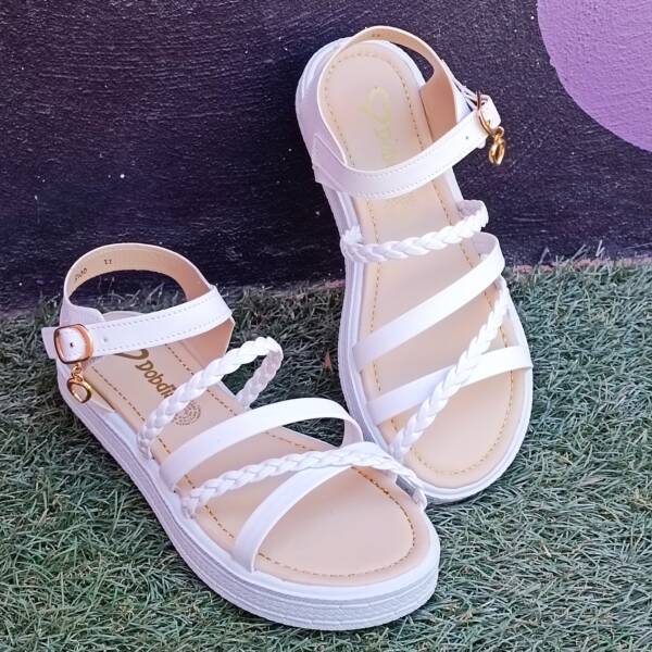 Sandalias Blancas infantiles con Trenza tallas Grandes Mod. 26 3100