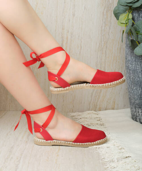 Alpargata Curry Rojo con Listones Mod. 04 0103