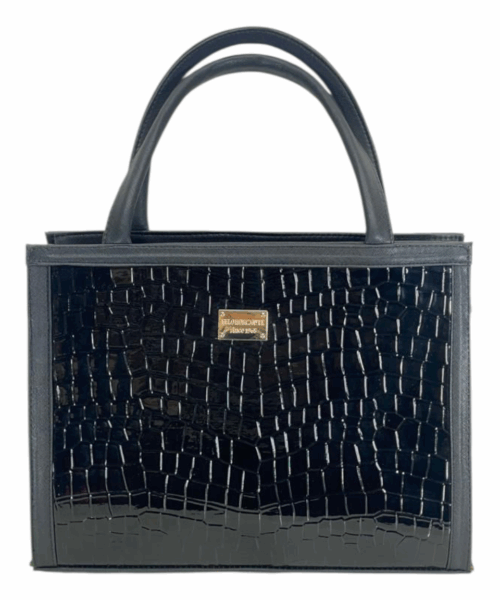 Elegancia Salvaje: Bolso Negro Croco Mod. 06 1011