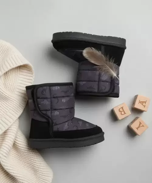 Botita Infantil Abollonada Oscuro con Dinosaurios Mod. 26 0010