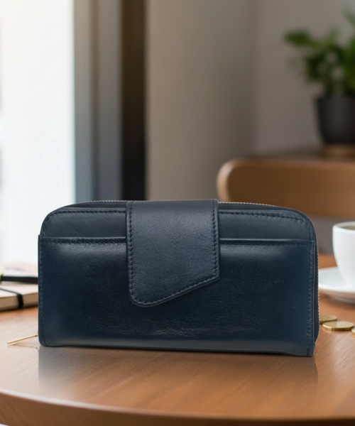 Cartera De Piel color Negro Para Dama Mod. 10 1051