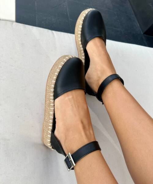 Alpargata Negra con Suela de Yute Mod. 44 0521