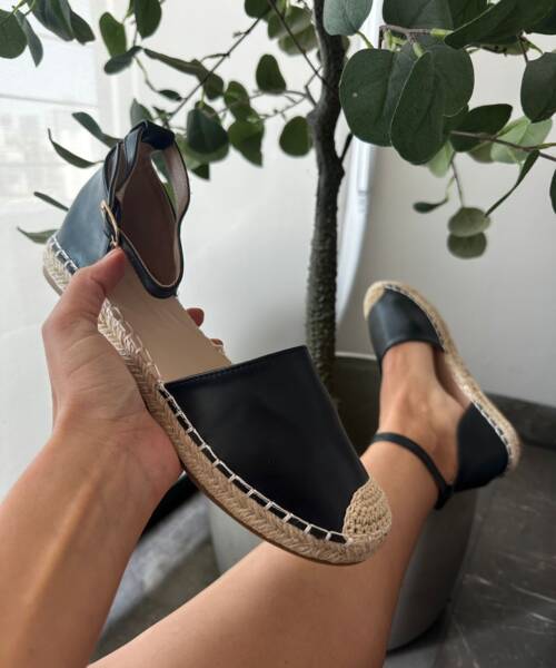 Alpargatas Negras con Puntera de Yute Mod. 03 0722