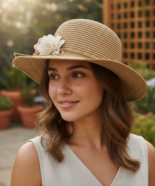 Sombrero Kaky con Flores Mod. 10 0433