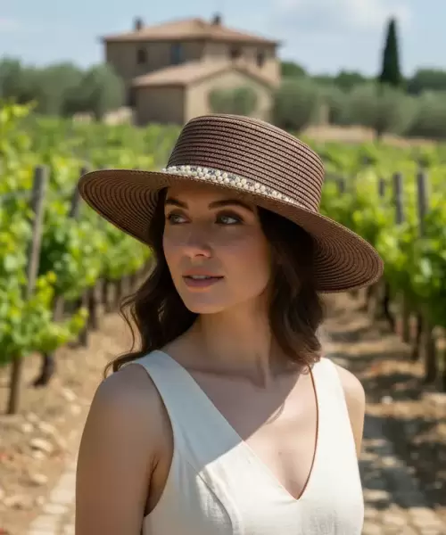 Sombrero Café con Perlas Mod. 10 0580