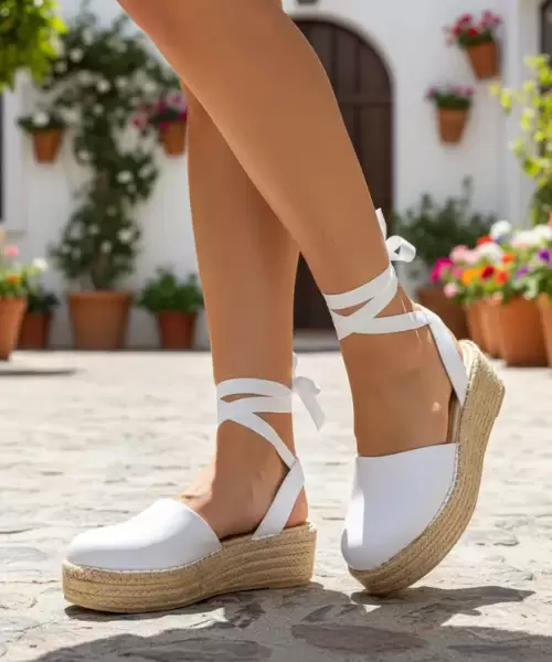 Alpargatas Blancas con Listón Mod. 04 0603