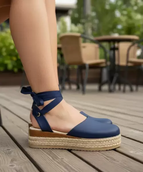 Alpargatas Azul Marino con Listón Mod. 04 0603