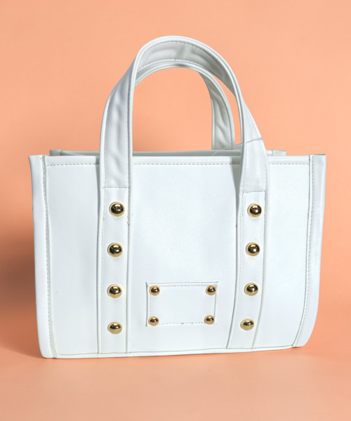Bolso Blanco con Remaches Dorados Mod. 23 7000