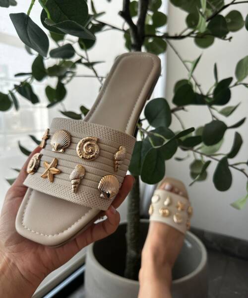 Sandalia Nude de Resorte con Apliques Oro Mod. 35 0401