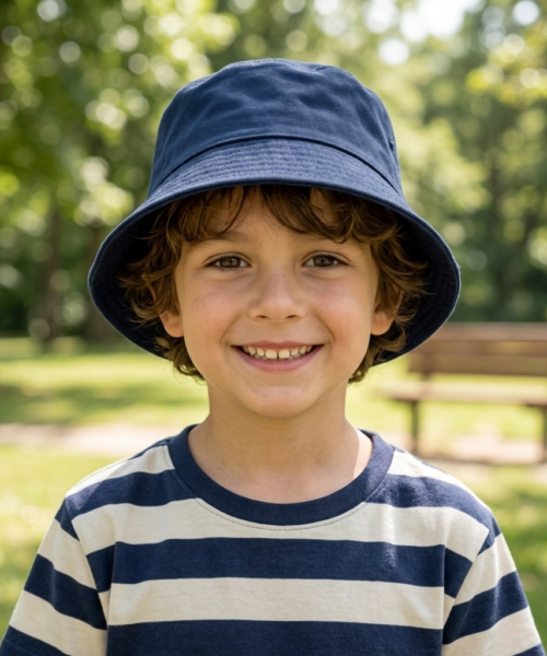 Sombrero Bucket Infantil Liso color Azul Mod. 10 0405