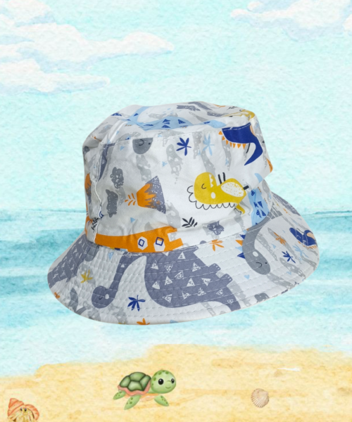 Sombrero Infantil Bucket Blanco Dinosaurios Mod. 10 1055