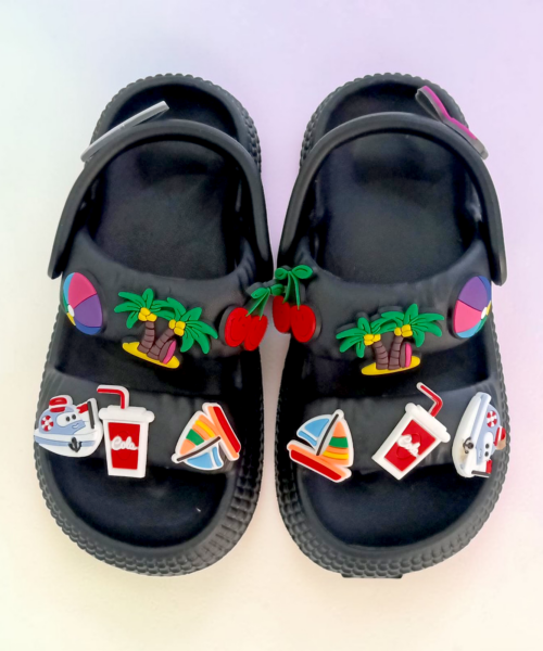 Sandalias de Plástico con Pines Negro Infantil Mod. 26 8850