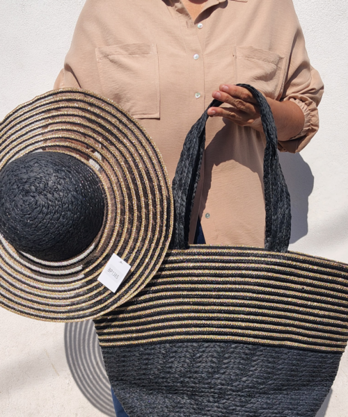 Combo Bolsa y Sombrero Color Negro Mod. 35 0138