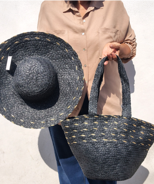 Combo Bolsa y Sombrero Color Negro Mod. 35 0139