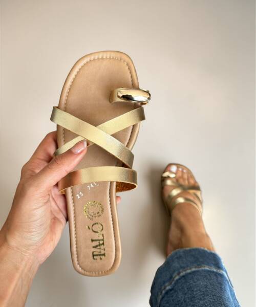 Sandalias Cruzadas Doradas con Perla Oro Mod. 35 0539