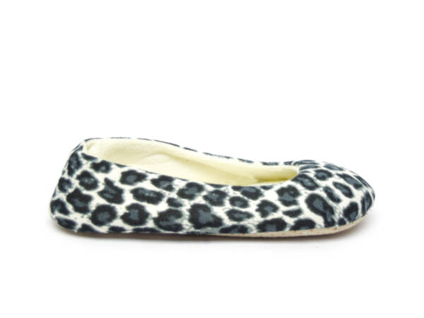 Pantufla Calcetín Leopardo Gris