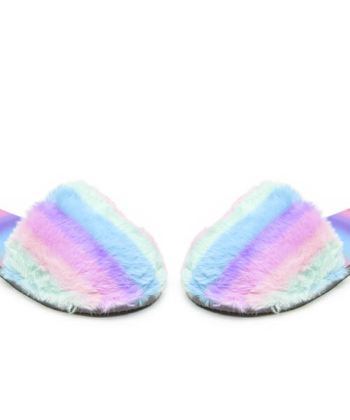 Pantuflas Peluche Azul Lila