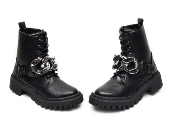 Botas Combat Cadena Negro 1004