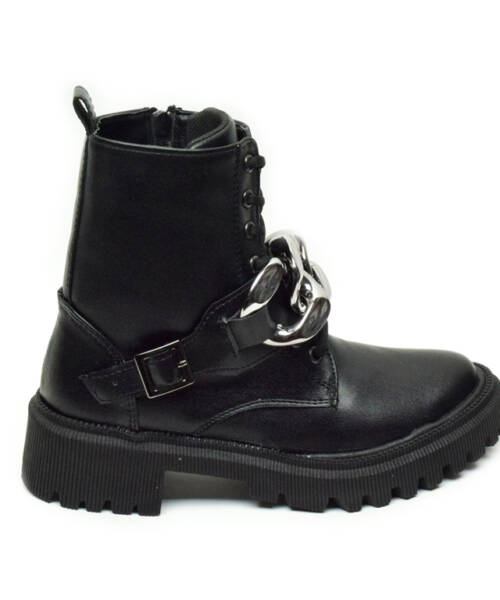 Botas Combat Cadena Negro 1004 Perfil