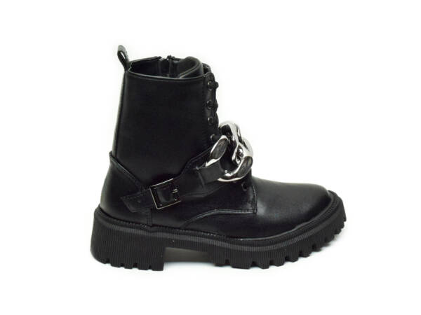 Botas Combat Cadena Negro 1004 Perfil